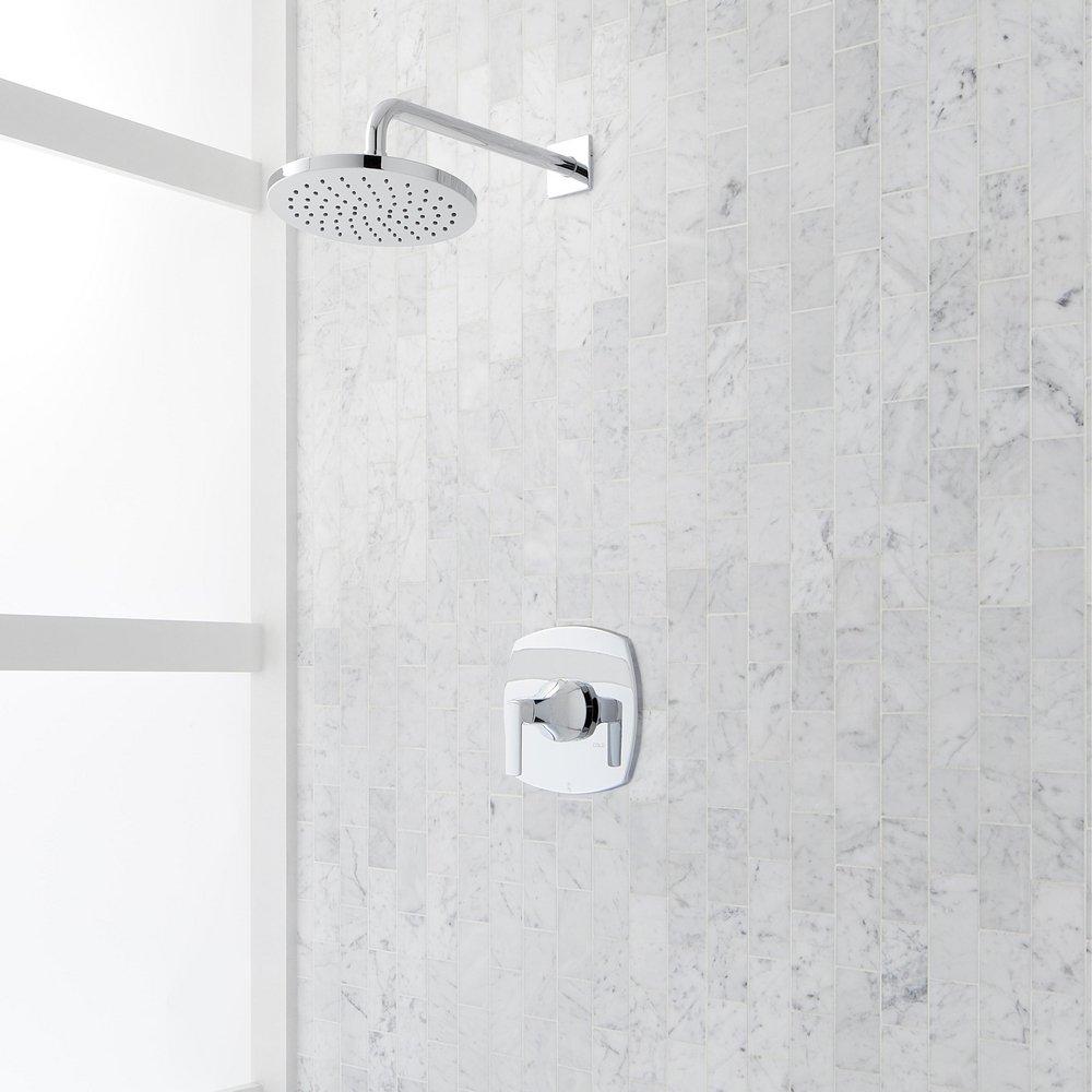 Pressure Balanced Shower Only Trim Package in Chrome with Rain Shower Head - Valve Included 