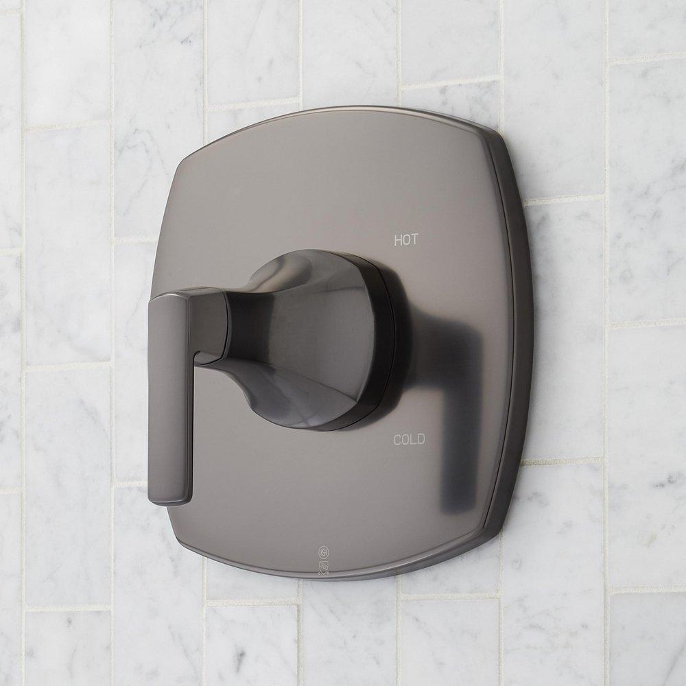 Pressure Balanced Shower Only Trim Package in Gunmetal with Rain Shower Head - Valve Included 