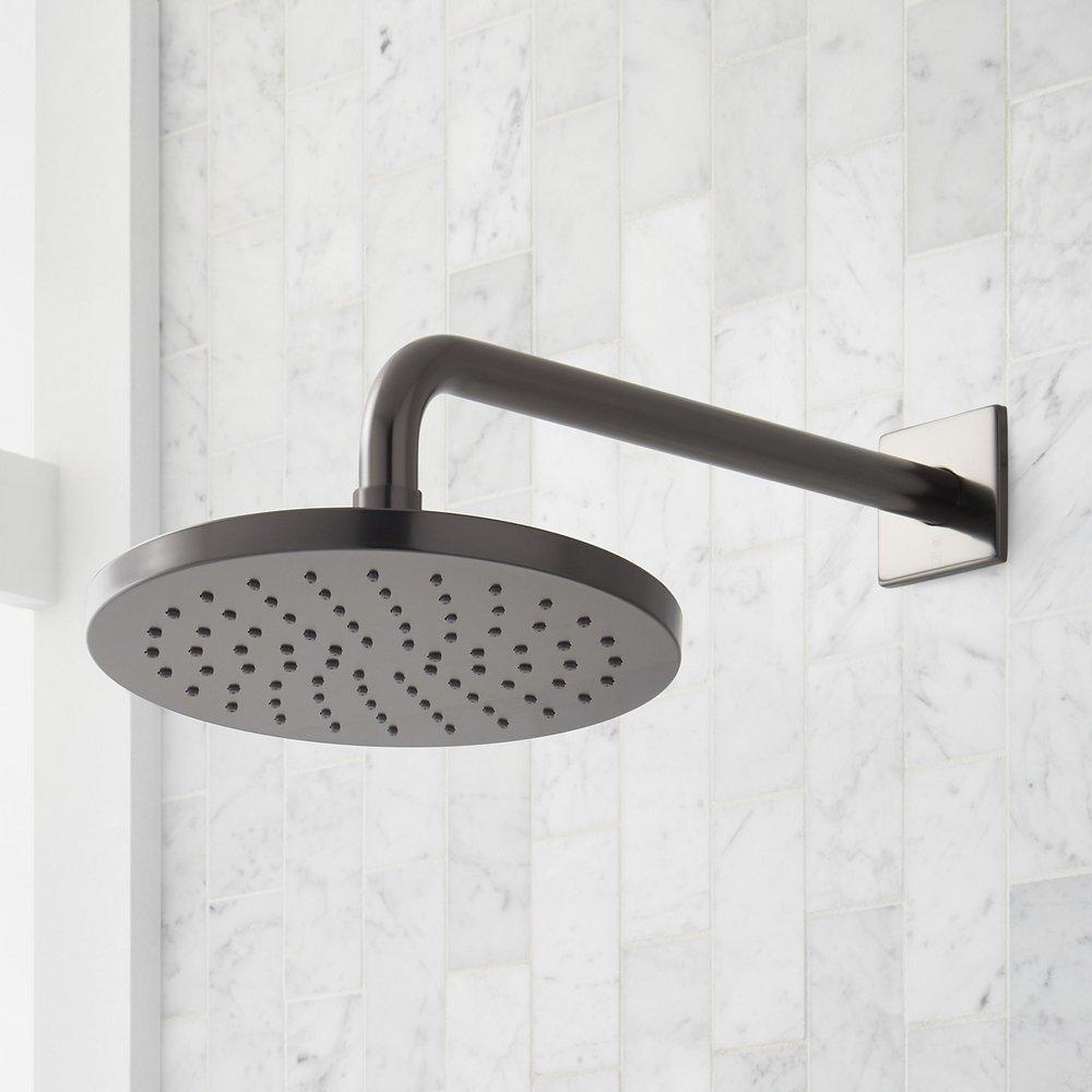 Pressure Balanced Shower Only Trim Package in Gunmetal with Rain Shower Head - Valve Included 