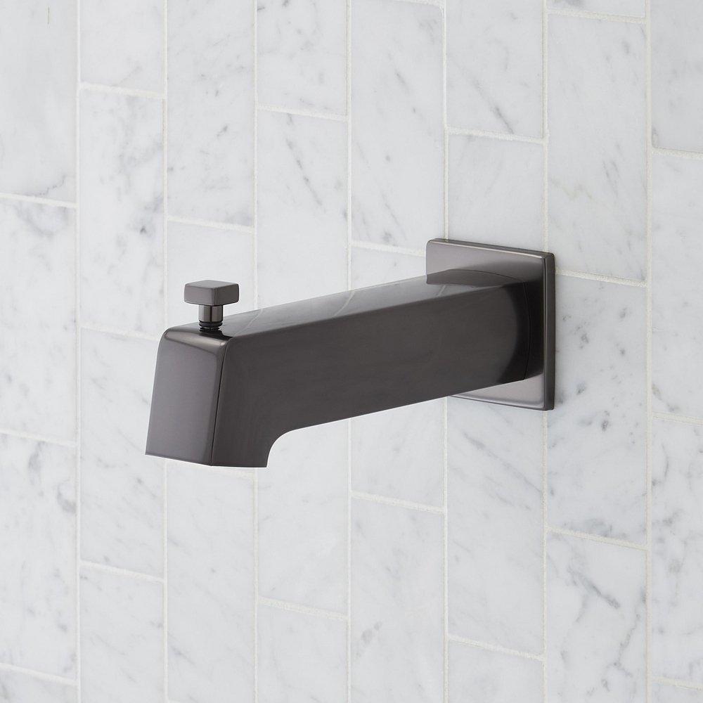 Pressure Balanced Tub and Shower Trim Package in Gunmetal with Rain Shower Head and Tub Spout - Valve Included 
