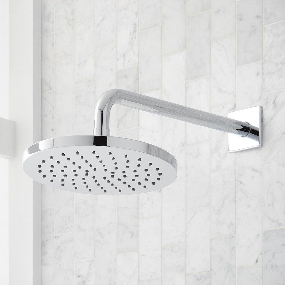 Pressure Balanced Shower System in Chrome with Rain Shower Head, Hand Shower, Hose, Valve Trim and Diverter - Valve Included 