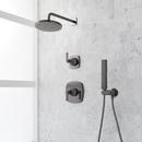Pressure Balanced Shower System in Gunmetal with Rain Shower Head, Hand Shower, Hose, Valve Trim and Diverter - Valve Included 