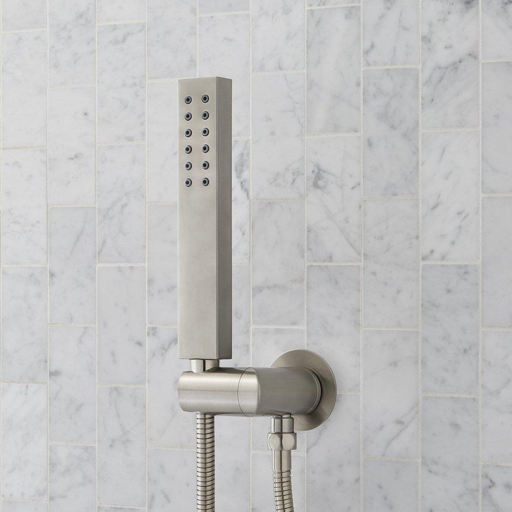 Pressure Balanced Shower System in Gunmetal with Rain Shower Head, Hand Shower, Hose, Valve Trim and Diverter - Valve Included 