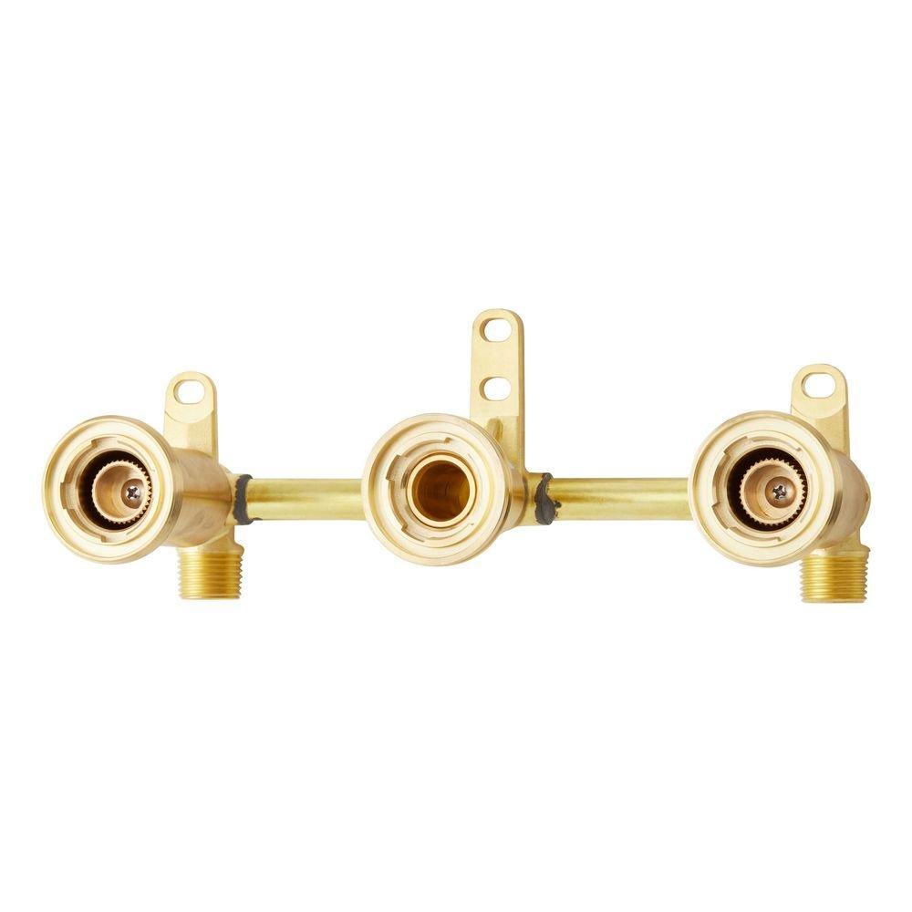 Signature Hardware Chrome Two Handle Wall Mount Widespread Bathroom Sink Faucet - Includes Valve 