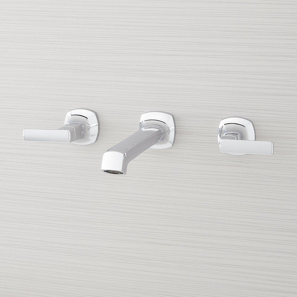 Two Handle Wall Mount Widespread Bathroom Sink Faucet in Polished Chrome - Includes Valve 