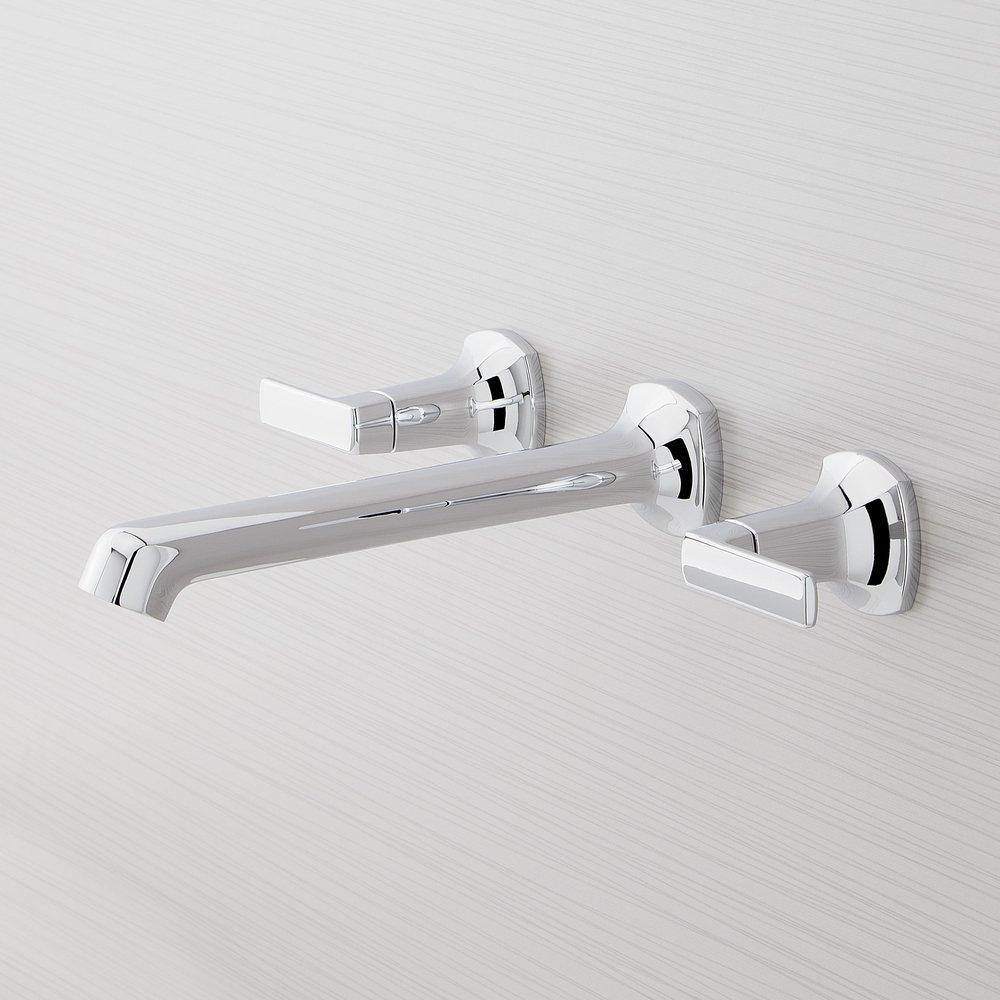 Signature Hardware Chrome Two Handle Wall Mount Tub Filler with Rough-in Valve 