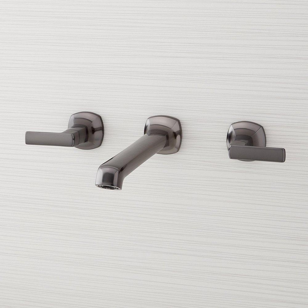 Signature Hardware Gunmetal Two Handle Wall Mount Tub Filler with Rough-in Valve 