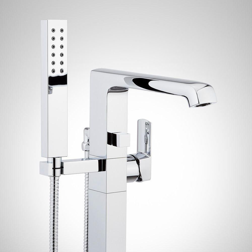 Signature Hardware Gunmetal Floor Mount Tub Filler Faucet with Hand Shower in  - Includes Valve, Less Stops 