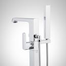 Floor Mount Tub Filler Faucet with Hand Shower in Polished Chrome - Includes Valve with Stops 