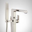 Signature Hardware Brushed Nickel Floor Mount Tub Filler Faucet with Hand Shower - Includes Valve with Stops 