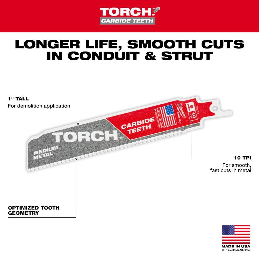 6" 10TPI THE TORCH WITH CARBIDE TEETH FOR MEDIUM METAL 3PK 