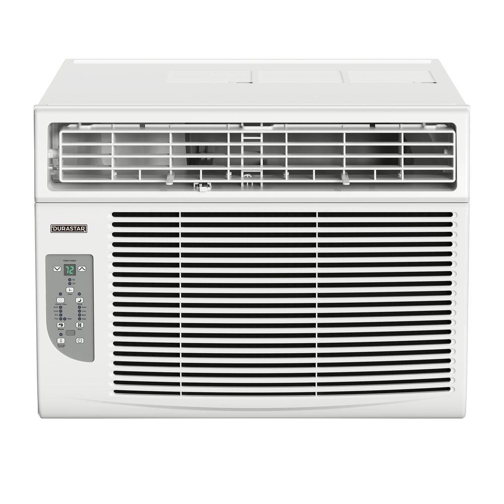 Durastar White BTU Window Room Air Conditioner with Electric Heat 