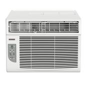 Silo image of white, room air conditioner.