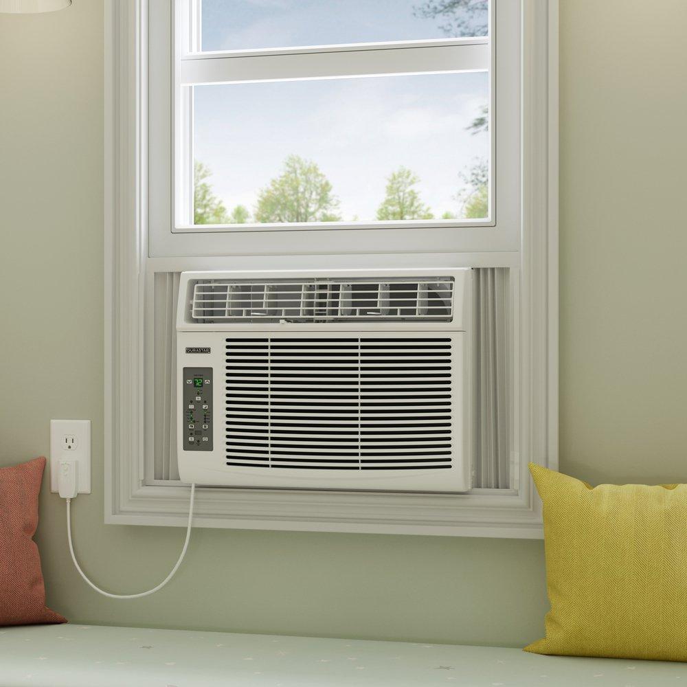 Durastar White BTU Window Room Air Conditioner with Electric Heat 