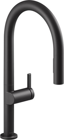 Single Handle Pull Down Kitchen Faucet in Matte Black