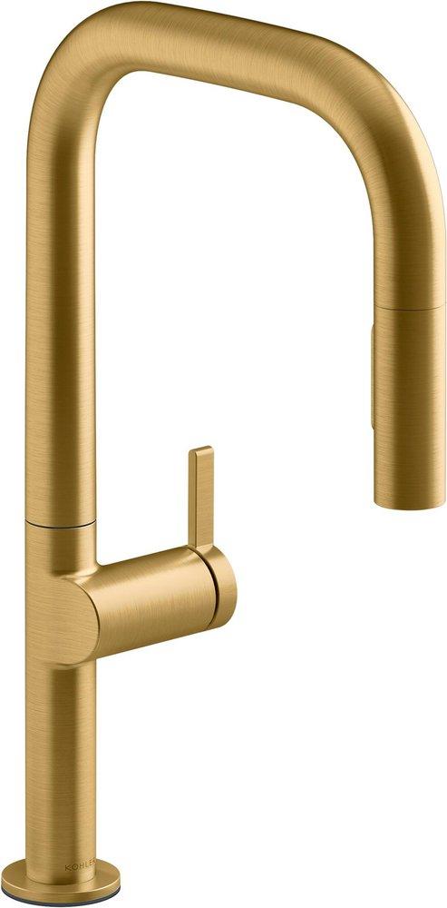 Single Handle Pull Down Kitchen Faucet in Vibrant&reg; Brushed Moderne Brass 