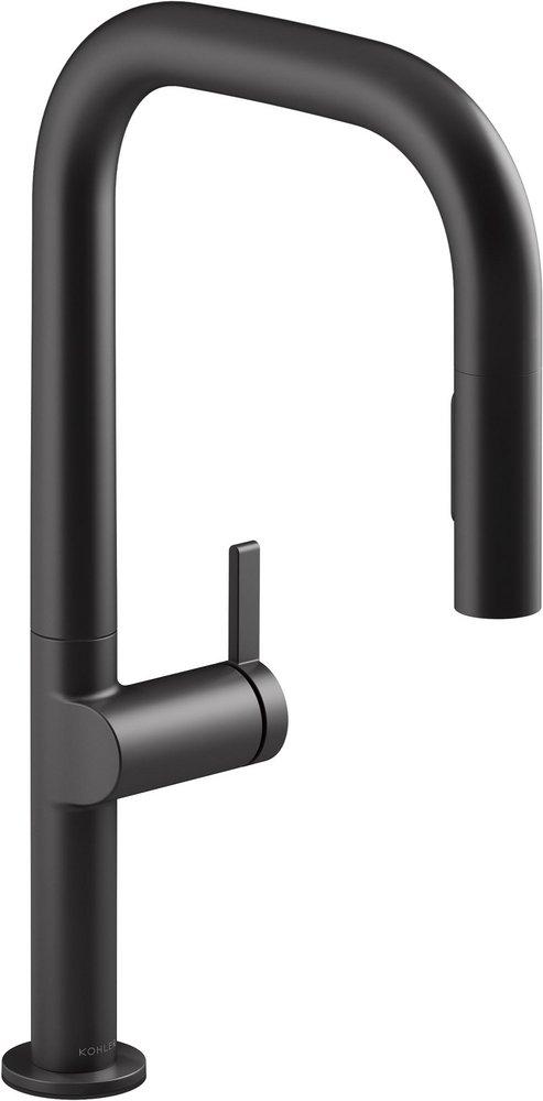 Single Handle Pull Down Kitchen Faucet in Matte Black 