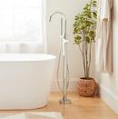Single Handle Lever Floor Mount Tub Filler in Polished Nickel