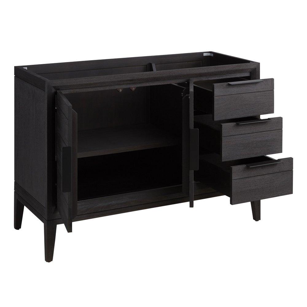 48 in. Floor Mount Vanity in Charred Timber Black with Carrara Marble 