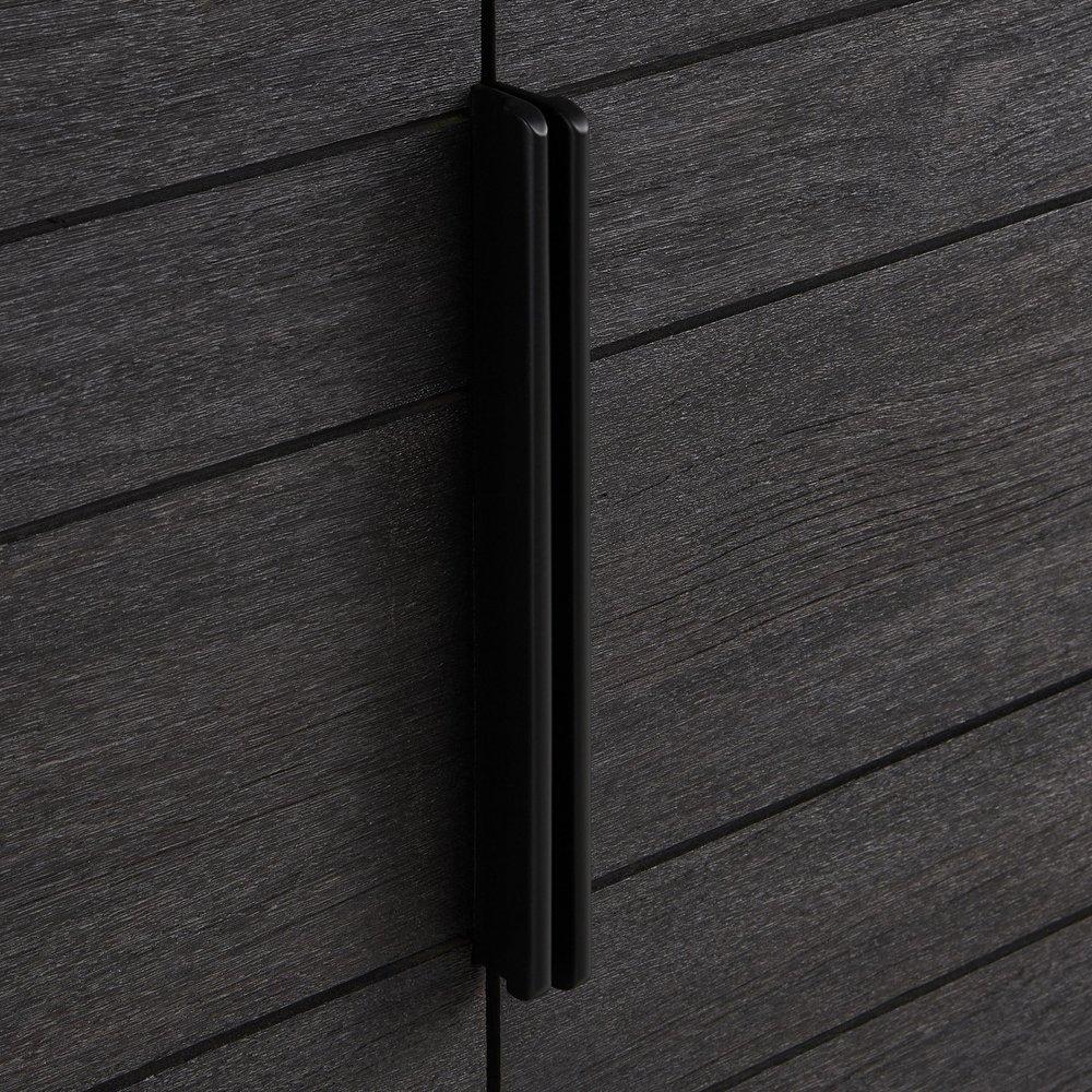 48 ALISO TEAK VANITY LEFT OFFSET RECT UNDERMOUNT SINK - CHARRED TIMBER BLACK - CARRARA - WIDESPREAD 