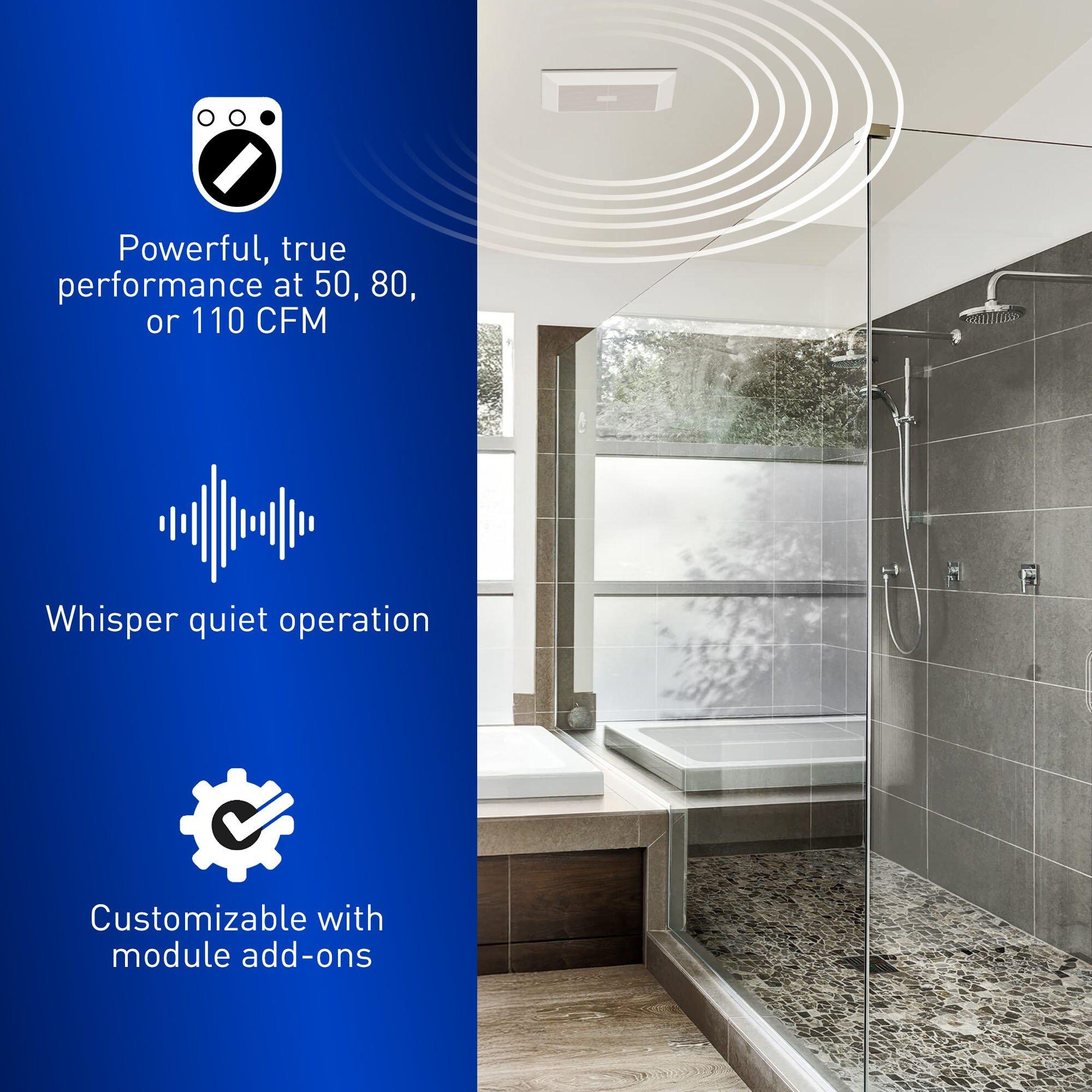 Panasonic White 50-80-110 CFM Ceiling Mount Ventilation Fan with Single-Speed Motor in White - 0.3-0.8 Sones - Energy Star Rated 