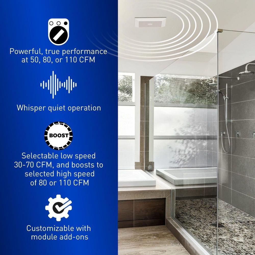 Panasonic White 30-110 CFM Ceiling Mount Ventilation Fan with Multi-Speed Motor in White - 0.3-0.8 Sones - Energy Star Rated 