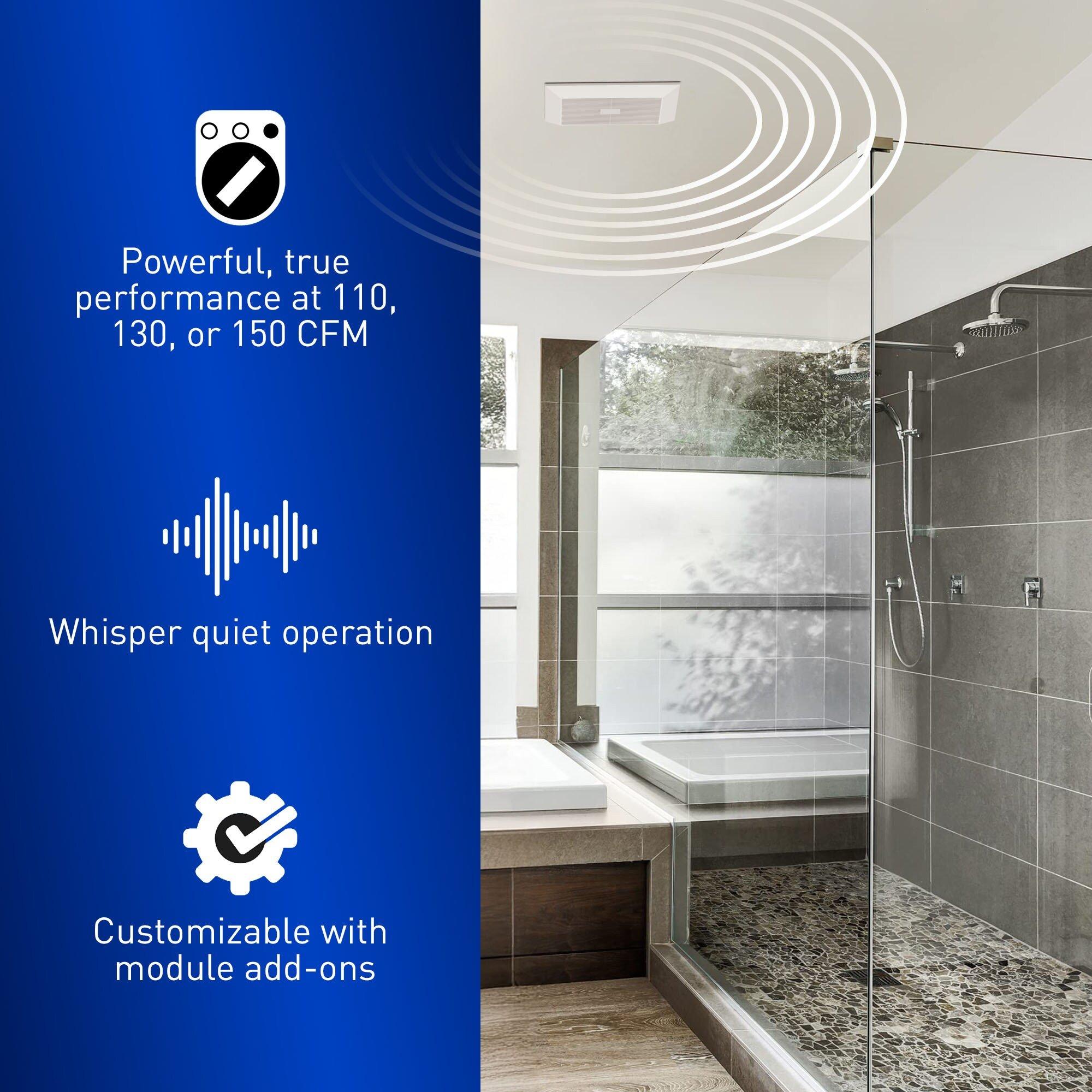 Panasonic White 110-130-150 CFM Ceiling Mount Ventilation Fan with Single-Speed Motor in White - 0.3-0.7 Sones - Energy Star Rated 