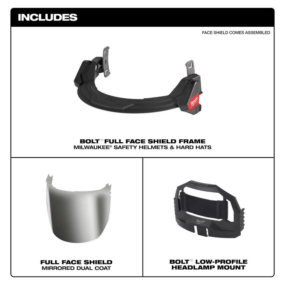 BOLT FULL FACE SHIELD - MIRRORED DUAL COAT LENS 