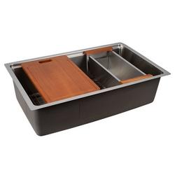 31 in. Undermount Stainless Steel Single Bowl Workstation Kitchen Sink
