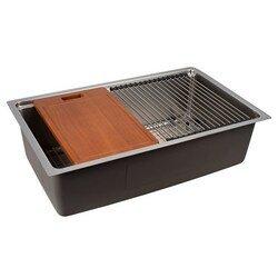 31 in. Undermount Stainless Steel Single Bowl Workstation Kitchen Sink 