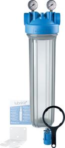 KIT - DP BIG MONO - SINGLE 4.5X20 - CLEAR SUMP - 1 NPT - LEAD-FREE BRASS INSERTS - 2 GAUGES & 1 DRAIN KIT - L SHAPED WHITE BRACKET & WRENCH 