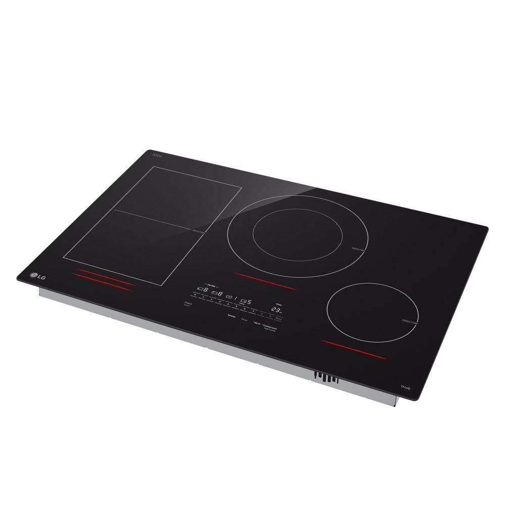 30 INDUCTION COOKTOP 4 ELEMENTS WHITE BACKLIT RED BAR BRIDGE THINQ 