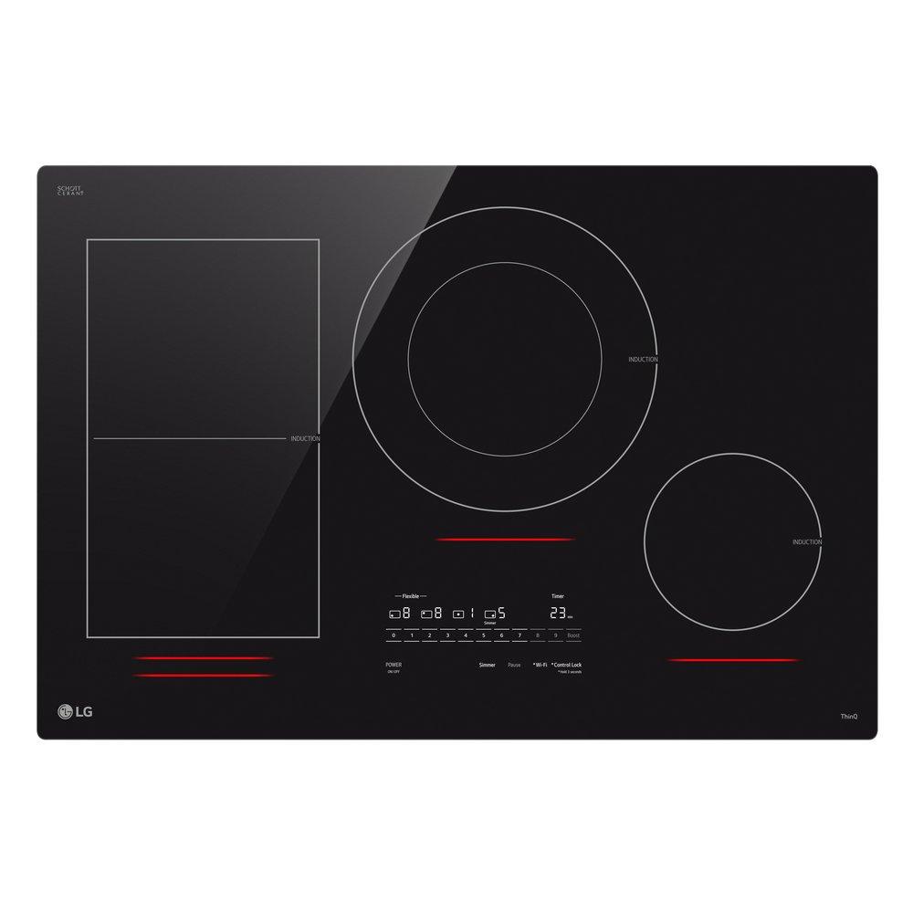 30 INDUCTION COOKTOP 4 ELEMENTS WHITE BACKLIT RED BAR BRIDGE THINQ 