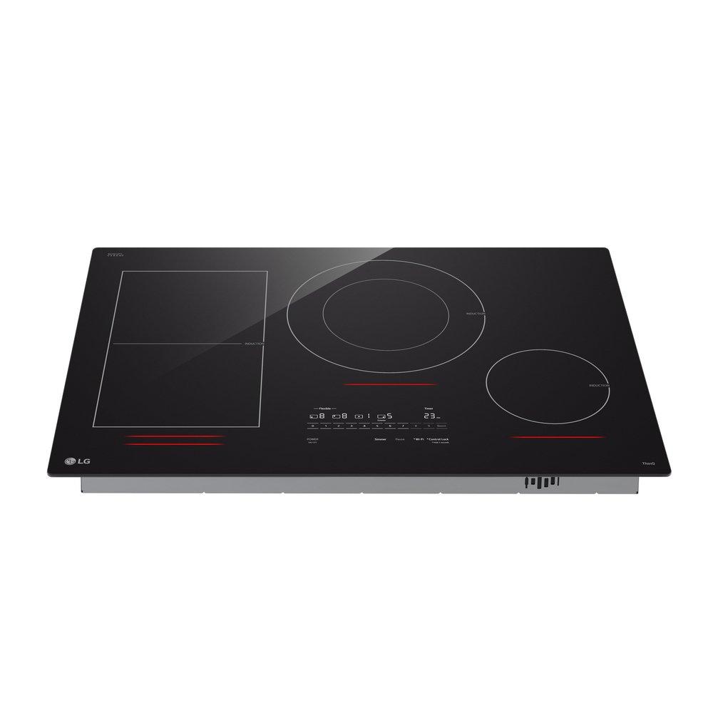30 INDUCTION COOKTOP 4 ELEMENTS WHITE BACKLIT RED BAR BRIDGE THINQ 