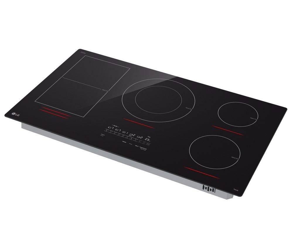 36 INDUCTION COOKTOP 5 ELEMENTS WHITE BACKLIT RED BAR BRIDGE THINQ 