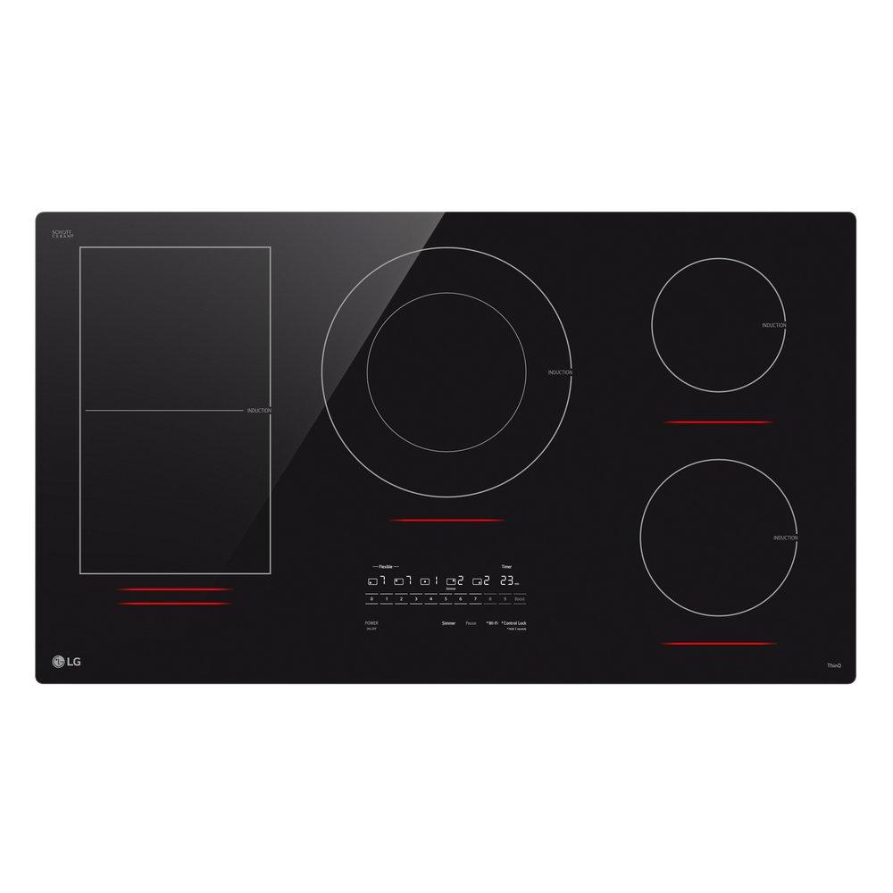 36 INDUCTION COOKTOP 5 ELEMENTS WHITE BACKLIT RED BAR BRIDGE THINQ 