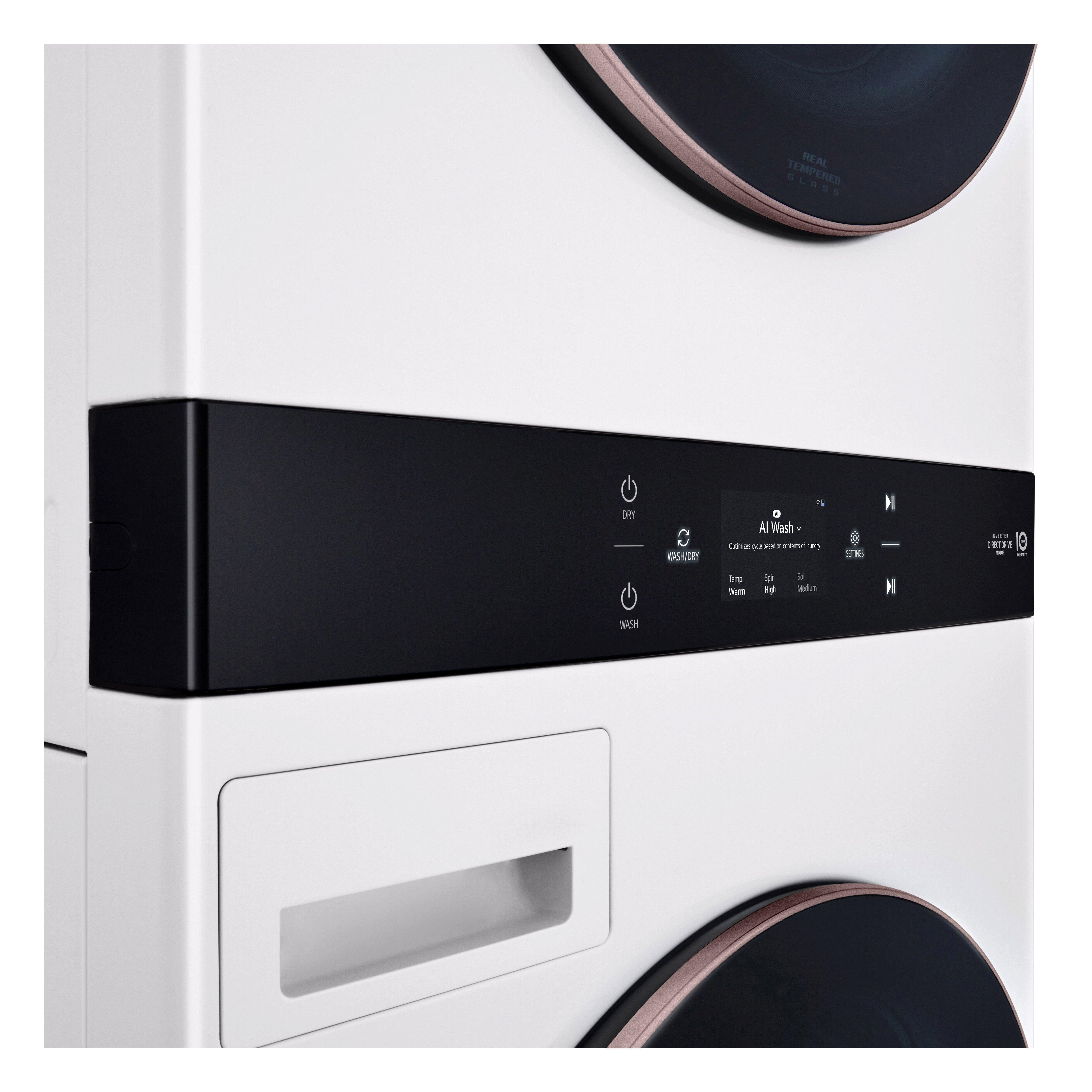 LG Studio 5.0 cu. ft. Washer 7.4 cu. ft. Electrictric Dryer Washtower in Essence White 