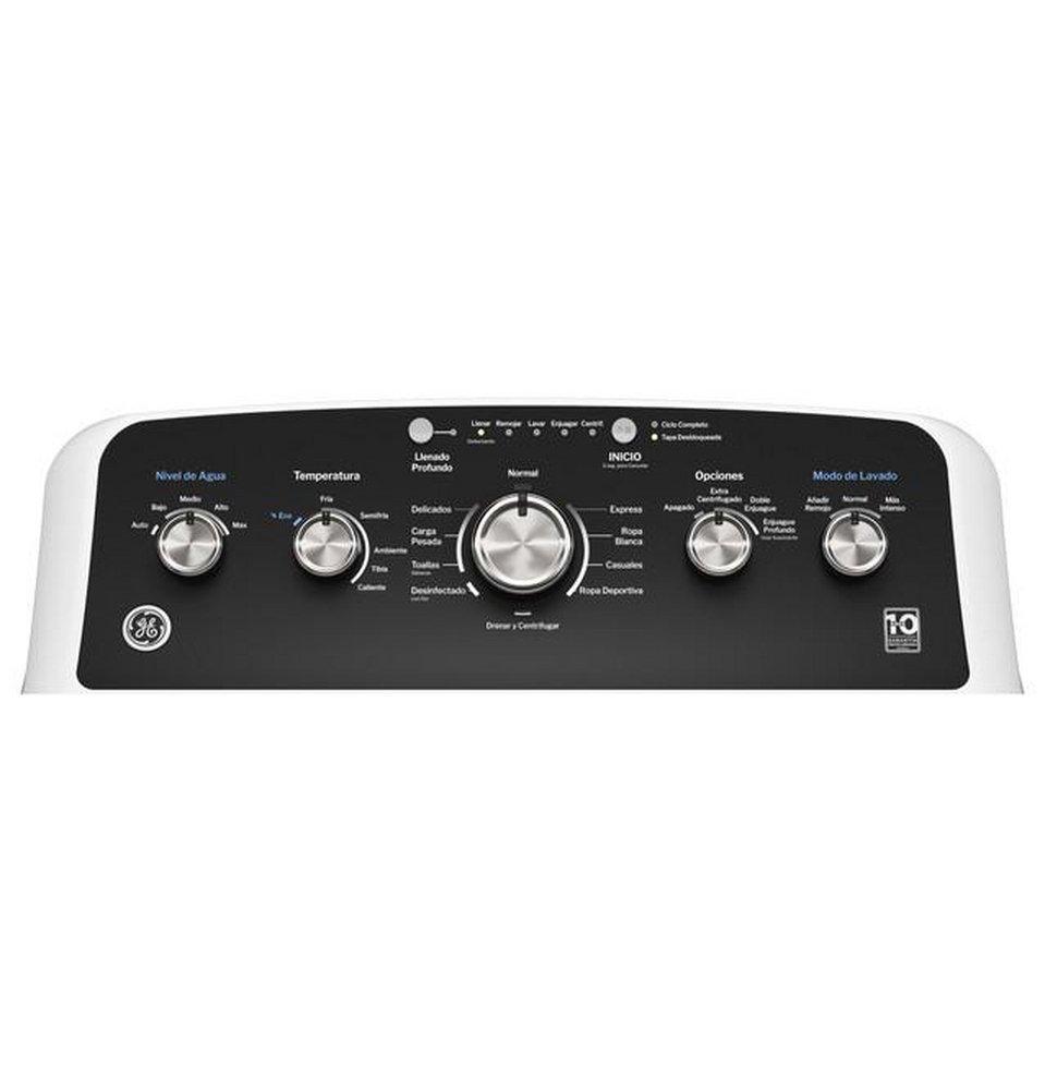 4.5 CF TL WASHER SPANISH LANGUAGE GE BRAND DUAL ACTION AGITATOR WATER LEVEL CONTROL ECO COLD WASH BOOST 
