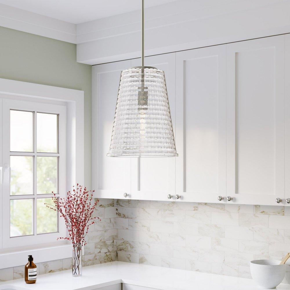 1-Light Pendant Light in Polished Nickel 