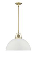 1-Light Pendant Light in Vintage Brass/Matte White 