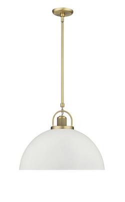1-Light Pendant Light in Vintage Brass/Matte White