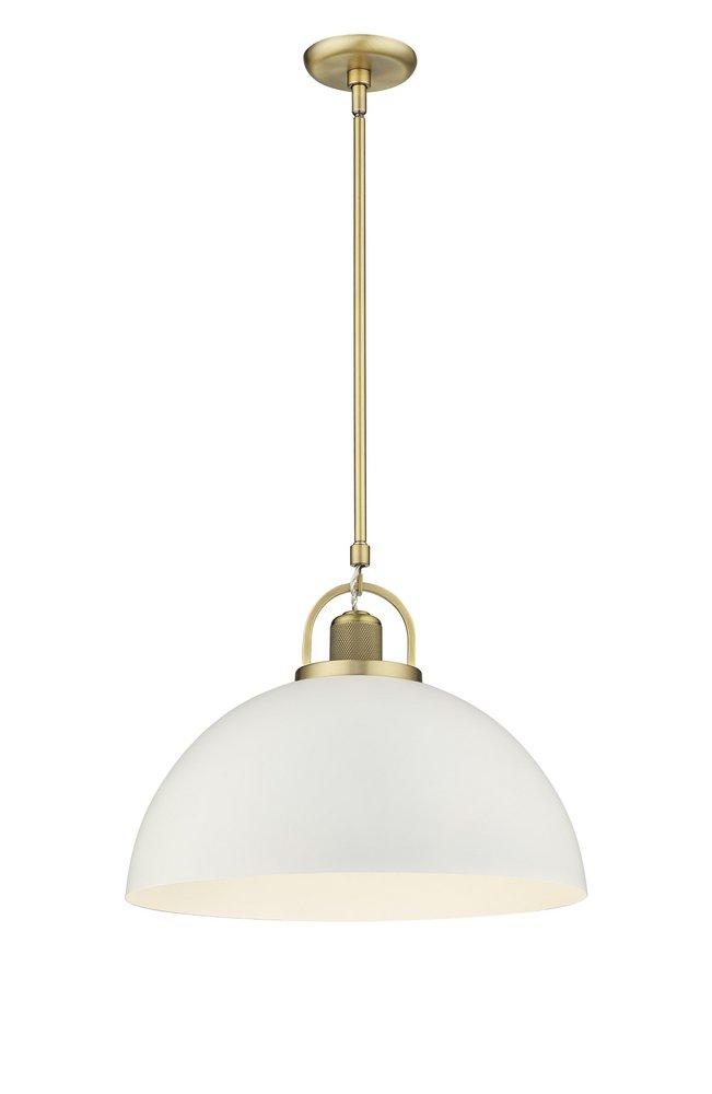1-Light Pendant Light in Vintage Brass/Matte White 