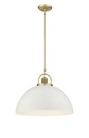 1-Light Pendant Light in Vintage Brass/Matte White 