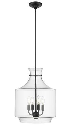 4-Light Pendant Light in Matte Black