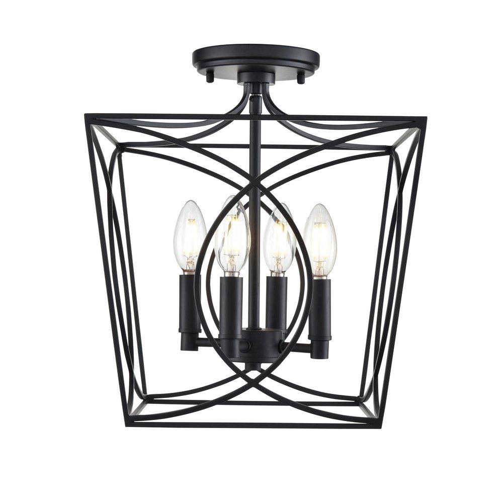Millennium Lighting Matte Black 4-Light Semi-Flush Mount Ceiling Light 