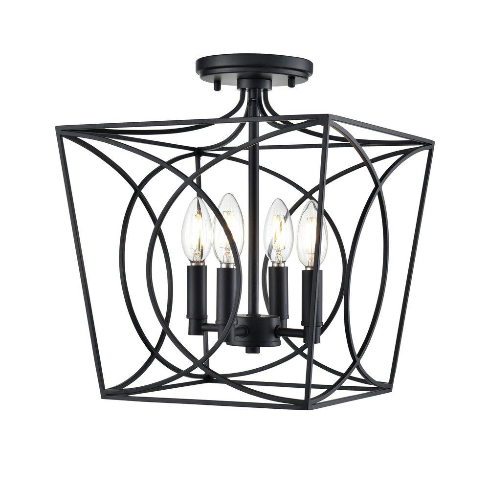 Millennium Lighting Matte Black 4-Light Semi-Flush Mount Ceiling Light 
