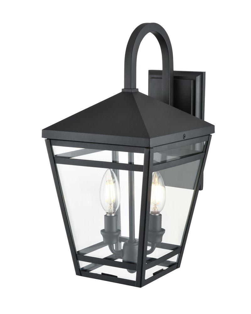 2-Light Outdoor Wall Sconce in Textured Black 