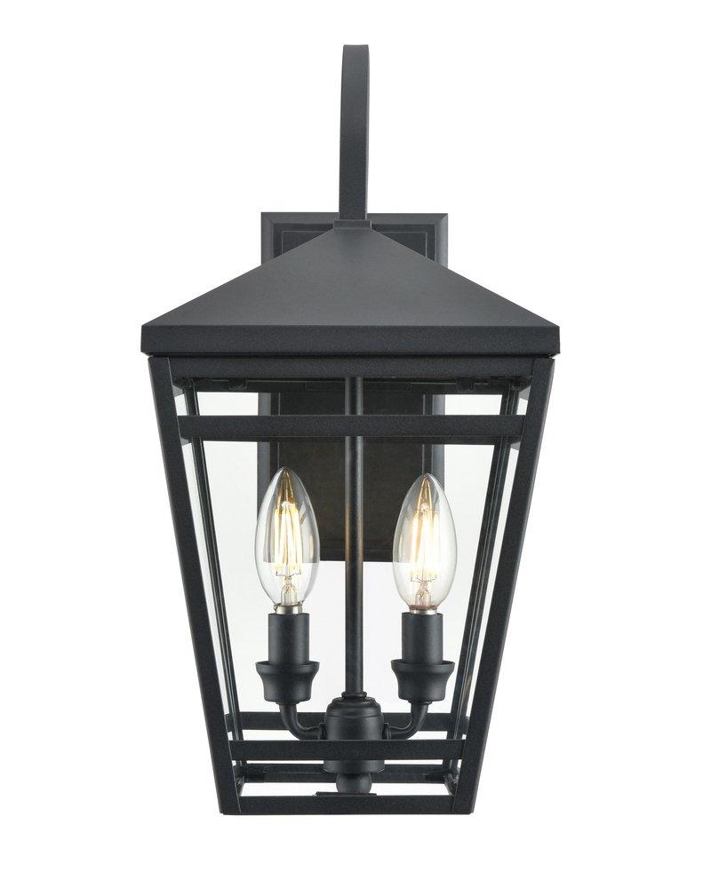 2-Light Outdoor Wall Sconce in Textured Black 