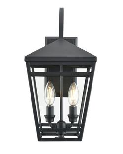 2-Light Outdoor Wall Sconce in Textured Black