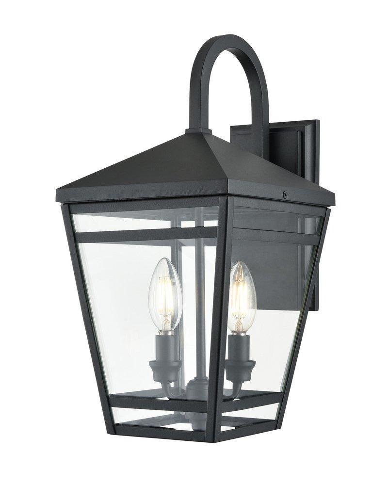 2-Light Outdoor Wall Sconce in Textured Black 